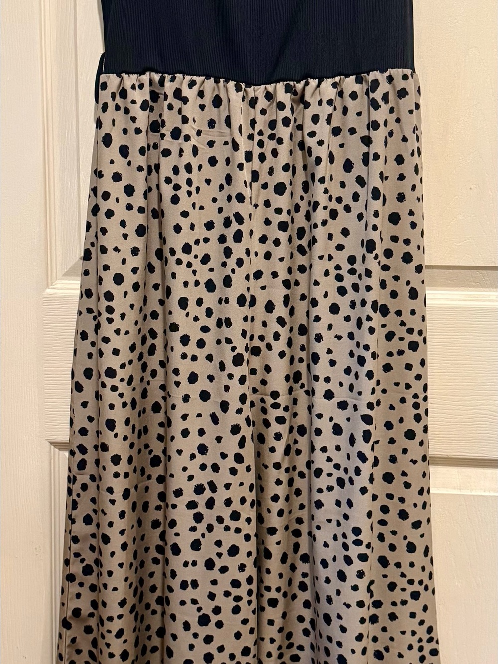 Black & Beige Animal Print Pants Jumpsuit w/ Black Tank Top